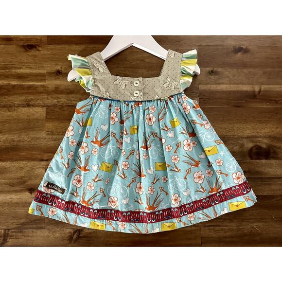 Matilda Jane It's A Wonderful Parade Love Letters Shabby Top Sleeveless Blue 2 - Picture 7 of 8